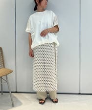 ZMKJB19079 al'aise modulation(アレーズモジュレーション) サテンライク切り替えカットソー ホワイト