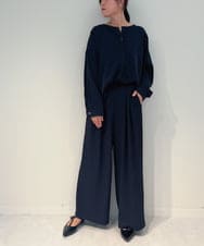 ZMKJB20090 al'aise modulation(アレーズモジュレーション) 【セットアップ対応・洗える】ドロップショルダースリットネックカットソー ネイビー