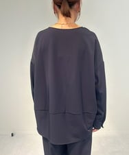 ZMKJB20090 al'aise modulation(アレーズモジュレーション) 【セットアップ対応・洗える】ドロップショルダースリットネックカットソー ネイビー