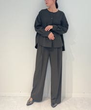 ZMKJB20090 al'aise modulation(アレーズモジュレーション) 【セットアップ対応・洗える】ドロップショルダースリットネックカットソー ブラウン