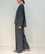 ZMKJB20090 al'aise modulation(アレーズモジュレーション) 【セットアップ対応・洗える】ドロップショルダースリットネックカットソー ブラウン