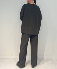 ZMKJB20090 al'aise modulation(アレーズモジュレーション) 【セットアップ対応・洗える】ドロップショルダースリットネックカットソー ブラウン