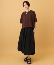 ZMKJE01075 al'aise modulation(アレーズモジュレーション) 【洗える】ボックスシルエットリバーカットソー ブラウン×ターコイズ