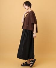 ZMKJE01075 al'aise modulation(アレーズモジュレーション) 【洗える】ボックスシルエットリバーカットソー ブラウン×ターコイズ