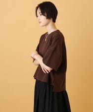ZMKJE01075 al'aise modulation(アレーズモジュレーション) 【洗える】ボックスシルエットリバーカットソー ブラウン×ターコイズ