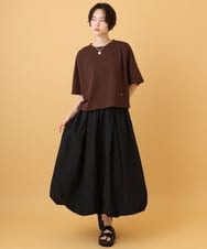 ZMKJE01075 al'aise modulation(アレーズモジュレーション) 【洗える】ボックスシルエットリバーカットソー ブラウン×ターコイズ