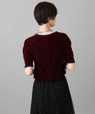 ZMKJE02059 al'aise modulation(アレーズモジュレーション) 【洗える】チュールジョイントベロアカットソー バーガンディー