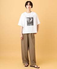 ZMKJE03099 al'aise modulation(アレーズモジュレーション) 【UV/日本製】異素材ジョイントフォトプリントTシャツ ホワイト