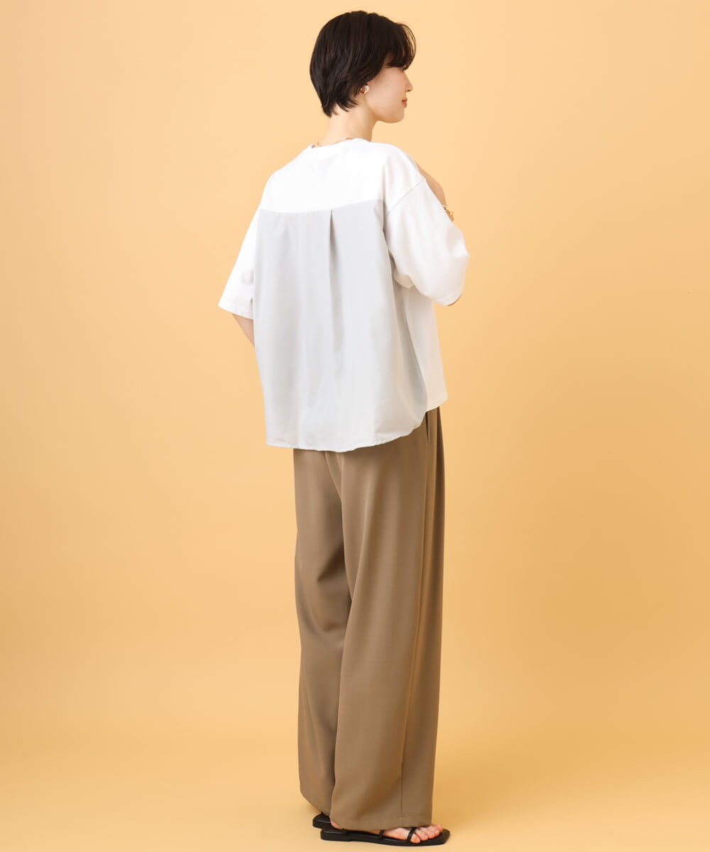 ZMKJE03099 al'aise modulation(アレーズモジュレーション) 【UV/日本製】異素材ジョイントフォトプリントTシャツ ホワイト