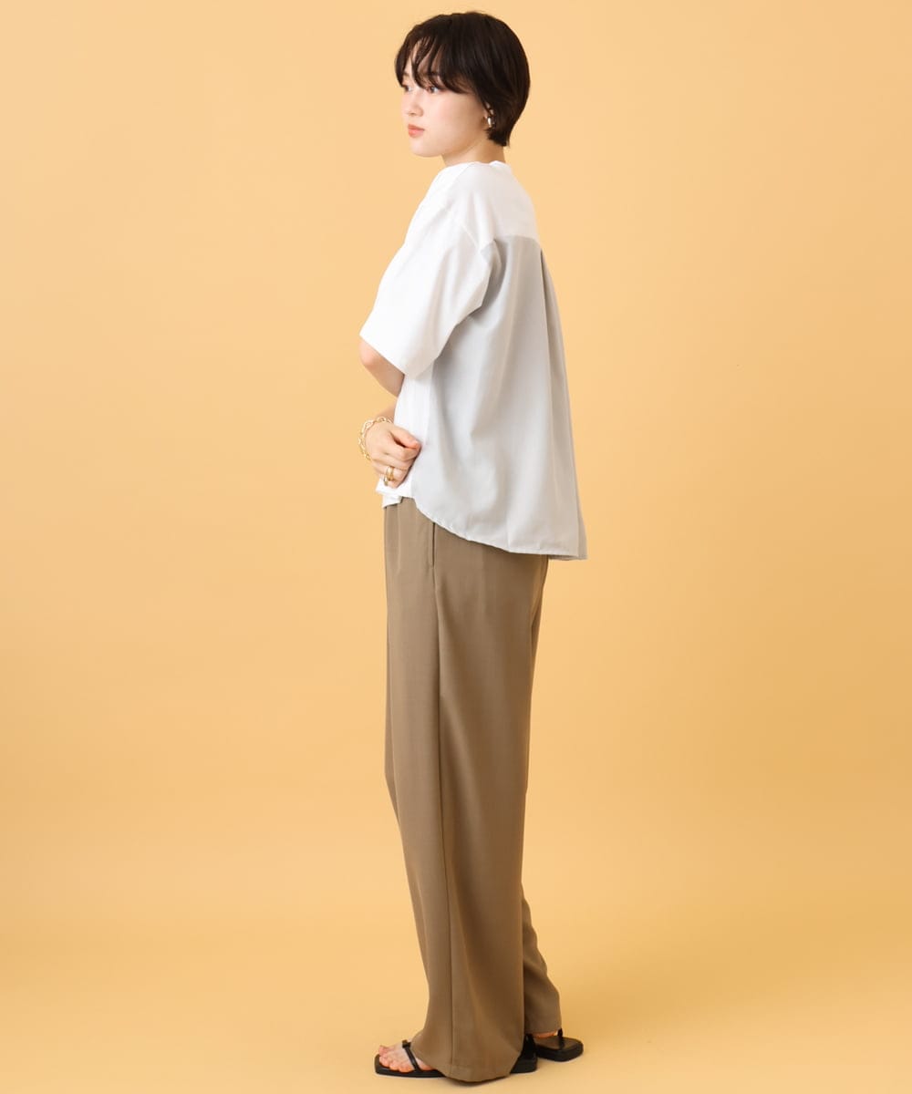 ZMKJE03099 al'aise modulation(アレーズモジュレーション) 【UV/日本製】異素材ジョイントフォトプリントTシャツ ホワイト