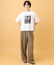 ZMKJE03099 al'aise modulation(アレーズモジュレーション) 【UV/日本製】異素材ジョイントフォトプリントTシャツ ホワイト
