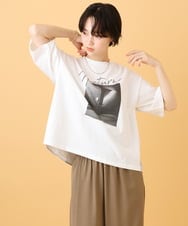 ZMKJE03099 al'aise modulation(アレーズモジュレーション) 【UV/日本製】異素材ジョイントフォトプリントTシャツ ホワイト