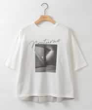 ZMKJE03099 al'aise modulation(アレーズモジュレーション) 【UV/日本製】異素材ジョイントフォトプリントTシャツ ホワイト