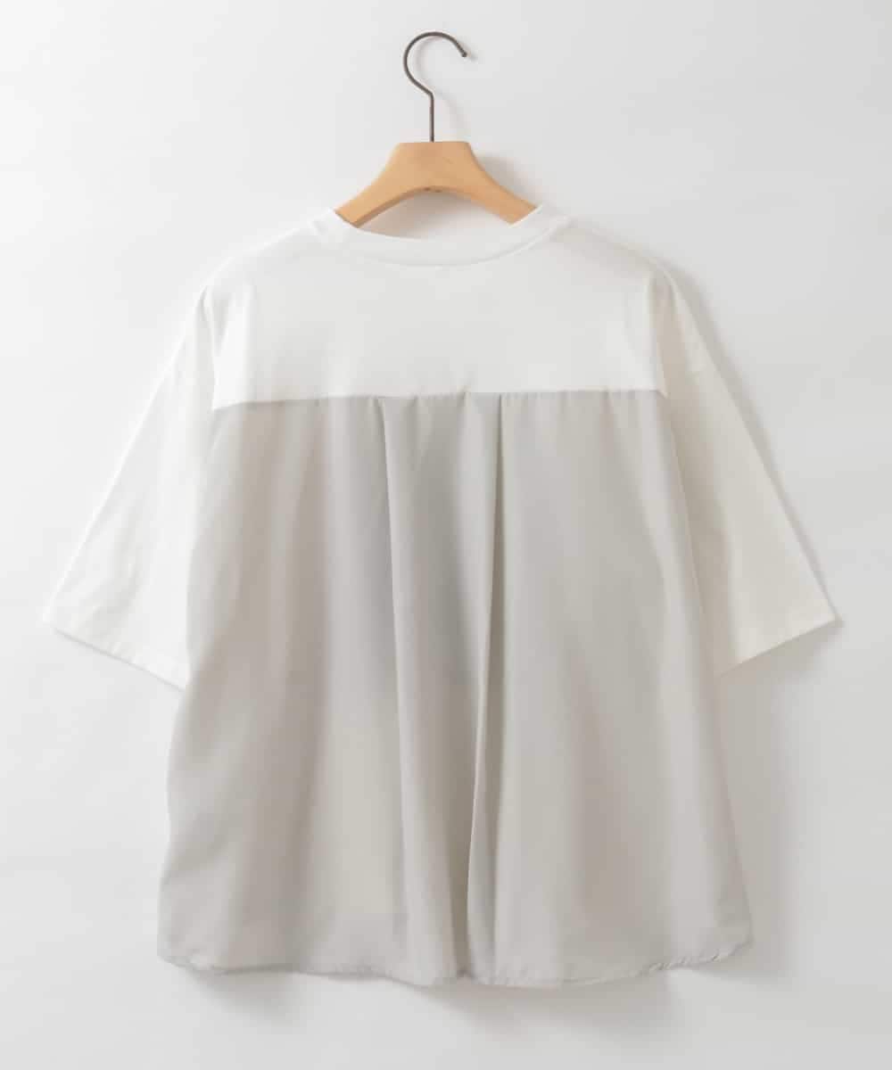 ZMKJE03099 al'aise modulation(アレーズモジュレーション) 【UV/日本製】異素材ジョイントフォトプリントTシャツ ホワイト