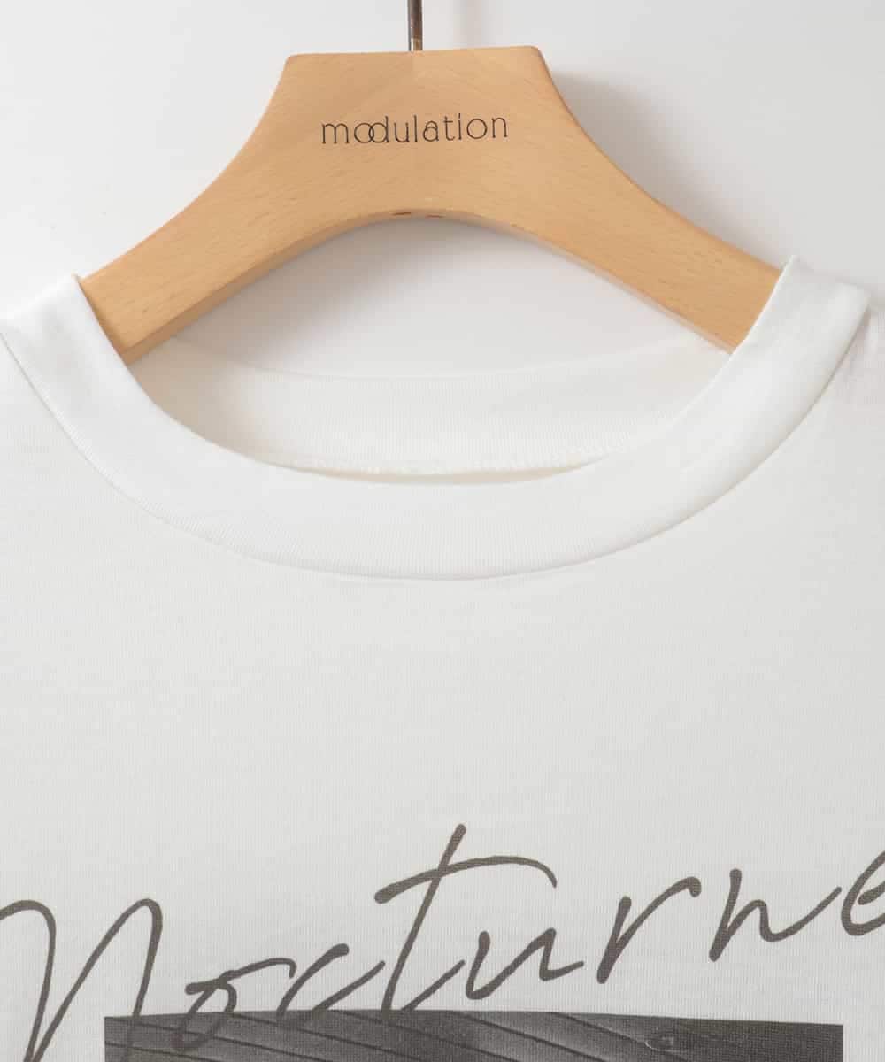 ZMKJE03099 al'aise modulation(アレーズモジュレーション) 【UV/日本製】異素材ジョイントフォトプリントTシャツ ホワイト