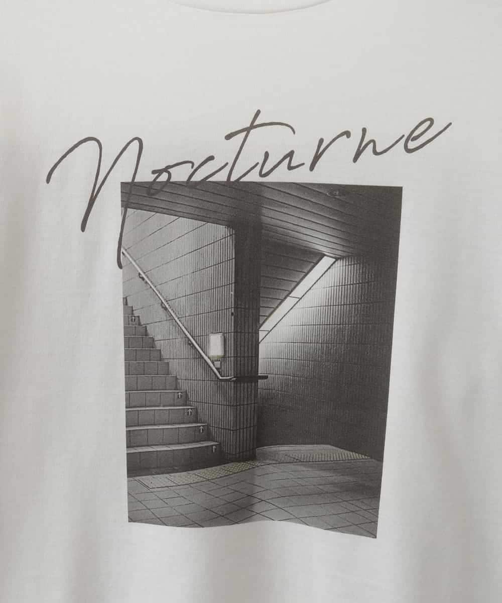 ZMKJE03099 al'aise modulation(アレーズモジュレーション) 【UV/日本製】異素材ジョイントフォトプリントTシャツ ホワイト