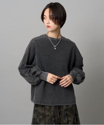 ZMKJE08138 al'aise modulation バックロゴ刺繍ボリュームスリーブカットソー