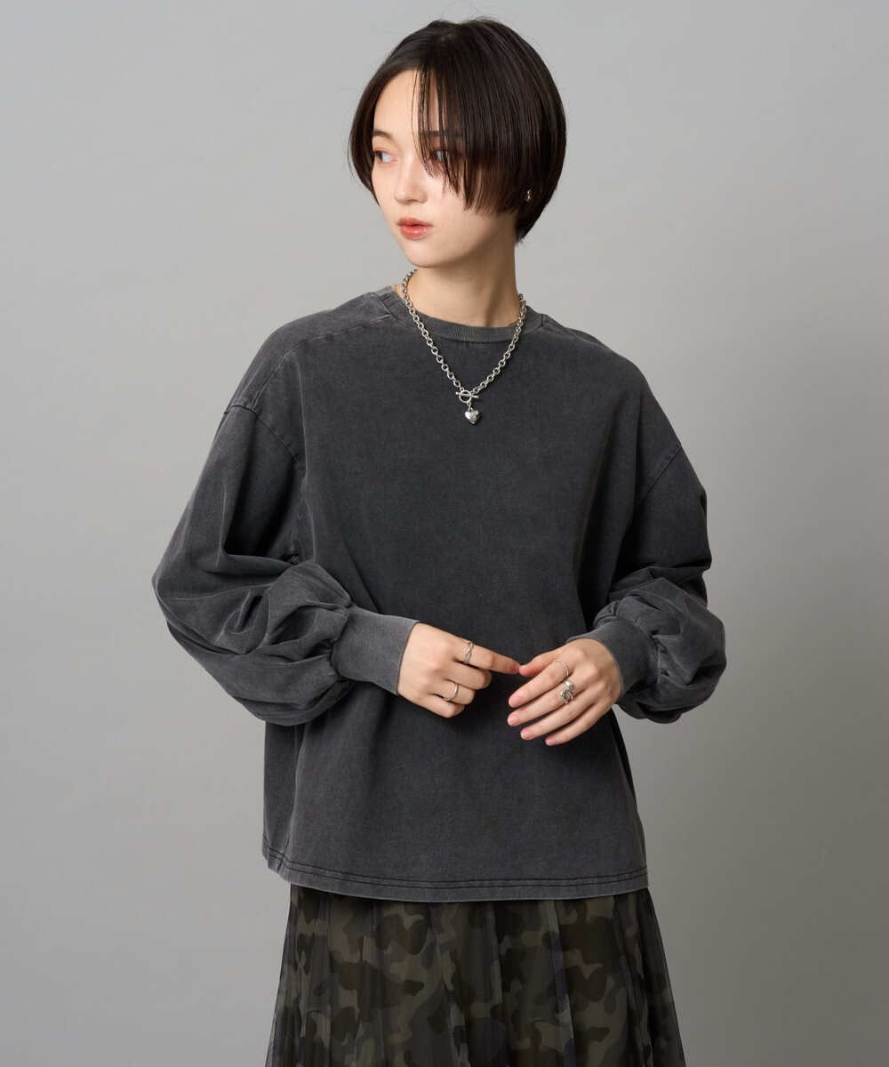 ZMKJE08138 al'aise modulation バックロゴ刺繍ボリュームスリーブカットソー