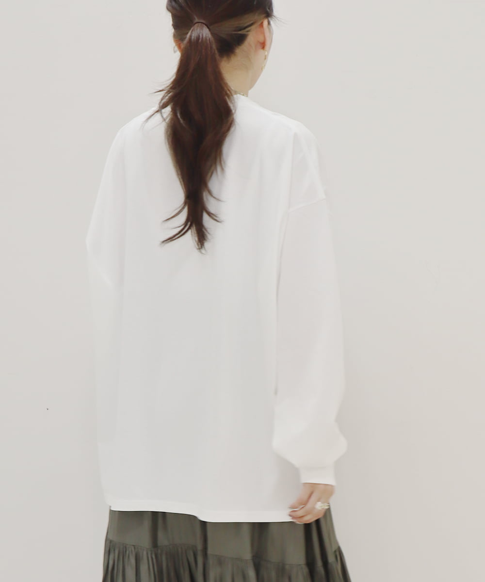 ZMKJQ14108 al'aise modulation(アレーズモジュレーション) ロゴプリントロングTシャツ ホワイト