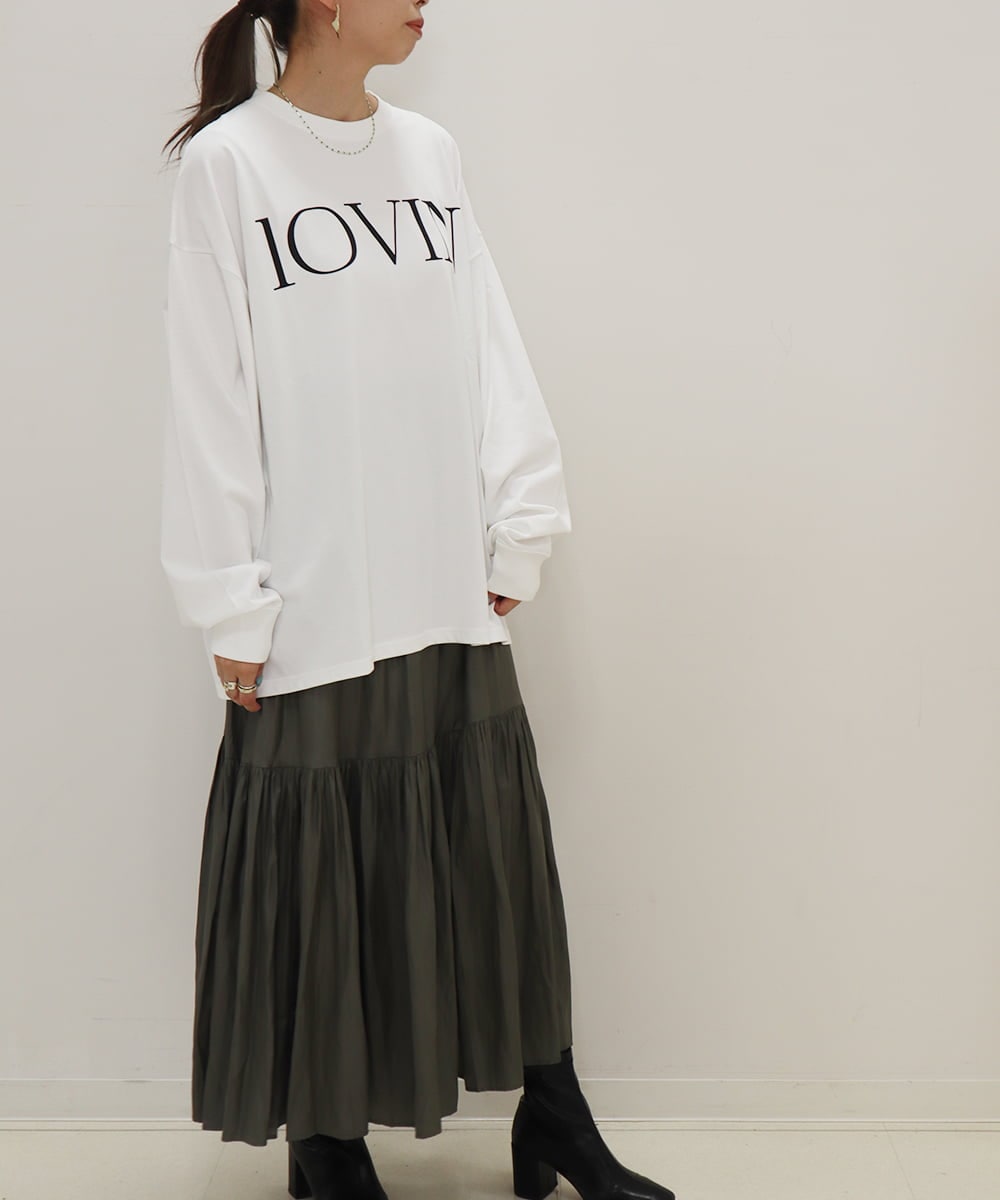 ZMKJQ14108 al'aise modulation(アレーズモジュレーション) ロゴプリントロングTシャツ ホワイト