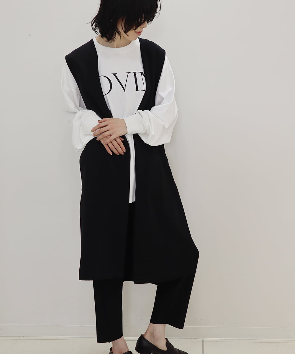 ZMKJQ14108 al'aise modulation(アレーズモジュレーション) ロゴプリントロングTシャツ ホワイト