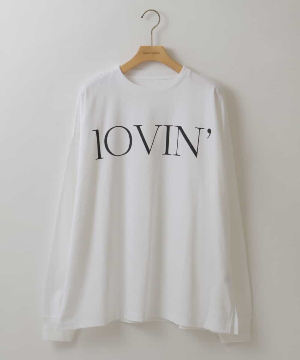 ZMKJQ14108 al'aise modulation(アレーズモジュレーション) ロゴプリントロングTシャツ ホワイト