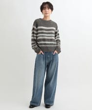 ZMLAB42145 al'aise modulation(アレーズモジュレーション)  タックワイドデニムパンツ ブルー