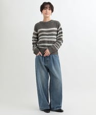 ZMLAB42145 al'aise modulation(アレーズモジュレーション)  タックワイドデニムパンツ ブルー