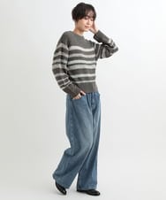 ZMLAB42145 al'aise modulation(アレーズモジュレーション)  タックワイドデニムパンツ ブルー
