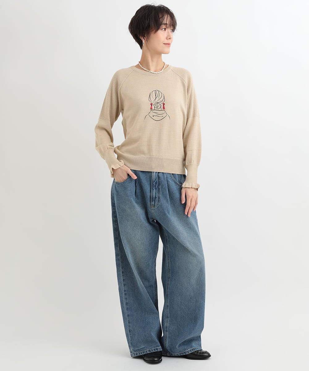 ZMLAB42145 al'aise modulation(アレーズモジュレーション)  タックワイドデニムパンツ ブルー