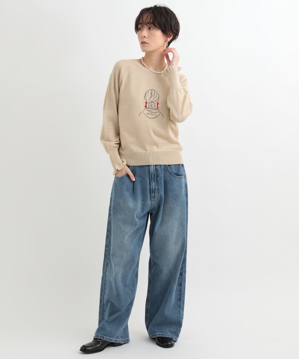 ZMLAB42145 al'aise modulation(アレーズモジュレーション)  タックワイドデニムパンツ ブルー