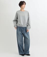 ZMLAB42145 al'aise modulation(アレーズモジュレーション)  タックワイドデニムパンツ ブルー