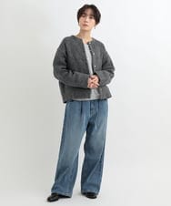 ZMLAB42145 al'aise modulation(アレーズモジュレーション)  タックワイドデニムパンツ ブルー