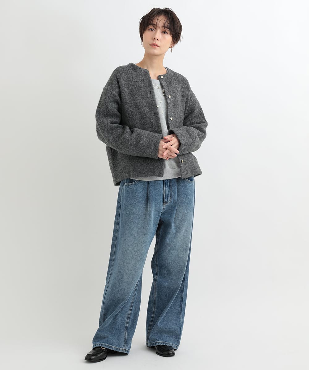 ZMLAB42145 al'aise modulation(アレーズモジュレーション)  タックワイドデニムパンツ ブルー