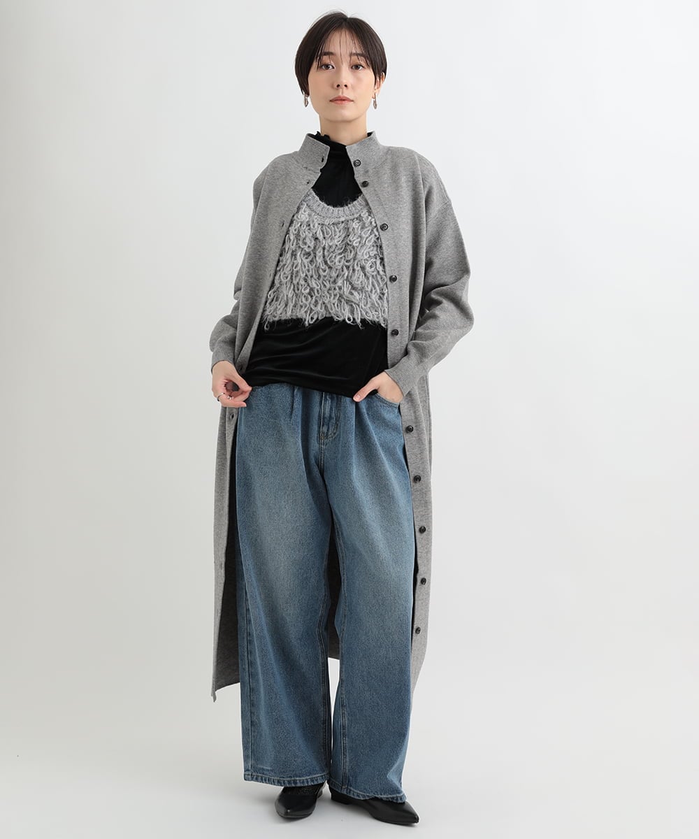 ZMLAB42145 al'aise modulation(アレーズモジュレーション)  タックワイドデニムパンツ ブルー