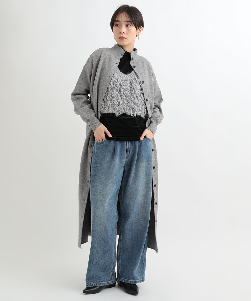 ZMLAB42145 al'aise modulation(アレーズモジュレーション)  タックワイドデニムパンツ ブルー
