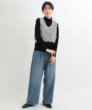 ZMLAB42145 al'aise modulation(アレーズモジュレーション)  タックワイドデニムパンツ ブルー