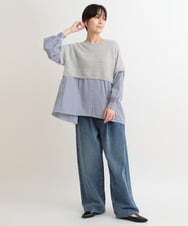 ZMLAB42145 al'aise modulation(アレーズモジュレーション)  タックワイドデニムパンツ ブルー