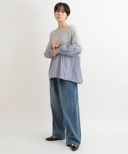 ZMLAB42145 al'aise modulation(アレーズモジュレーション)  タックワイドデニムパンツ ブルー