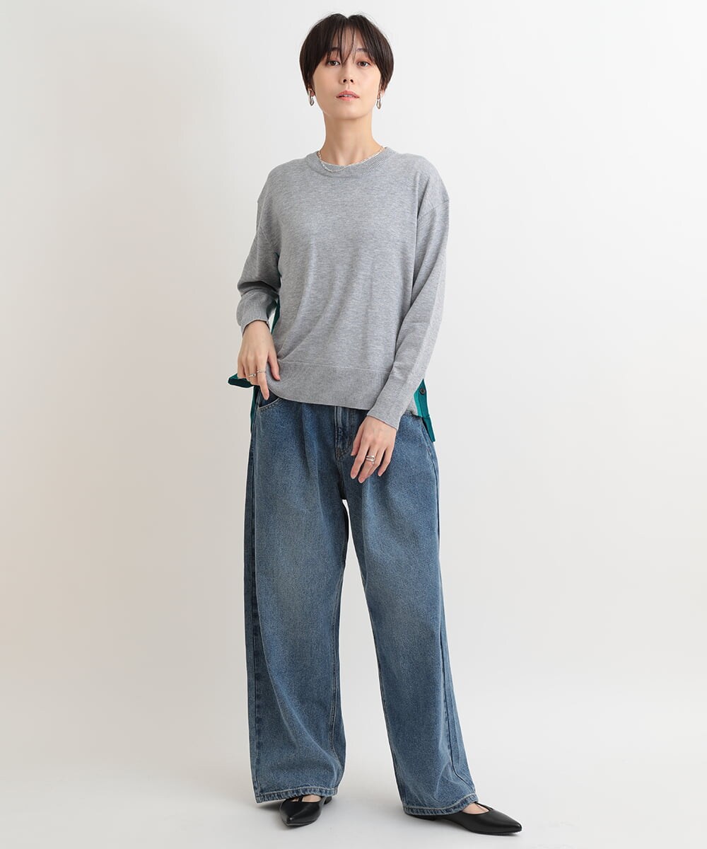 ZMLAB42145 al'aise modulation(アレーズモジュレーション)  タックワイドデニムパンツ ブルー