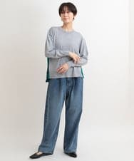 ZMLAB42145 al'aise modulation(アレーズモジュレーション)  タックワイドデニムパンツ ブルー
