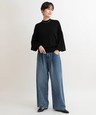 ZMLAB42145 al'aise modulation(アレーズモジュレーション)  タックワイドデニムパンツ ブルー