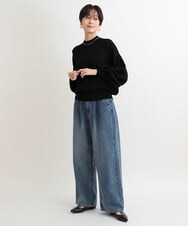ZMLAB42145 al'aise modulation(アレーズモジュレーション)  タックワイドデニムパンツ ブルー