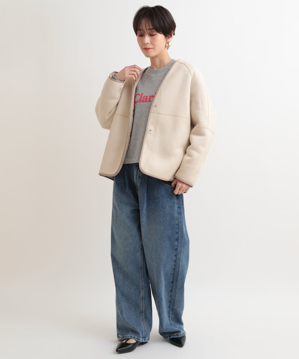 ZMLAB42145 al'aise modulation(アレーズモジュレーション)  タックワイドデニムパンツ ブルー