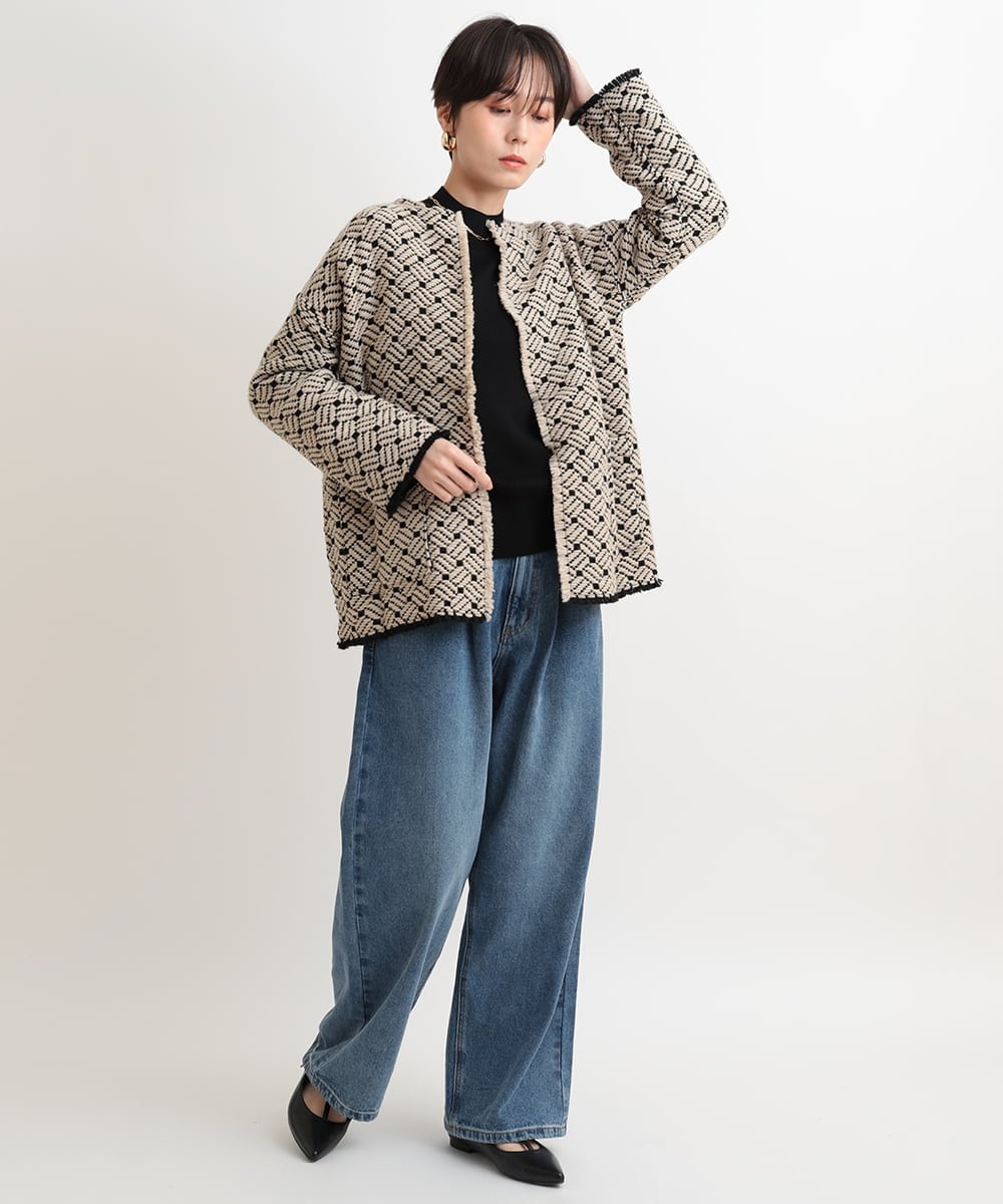 ZMLAB42145 al'aise modulation(アレーズモジュレーション)  タックワイドデニムパンツ ブルー