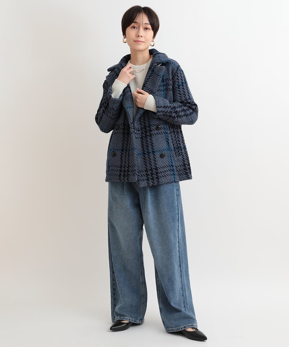 ZMLAB42145 al'aise modulation(アレーズモジュレーション)  タックワイドデニムパンツ ブルー