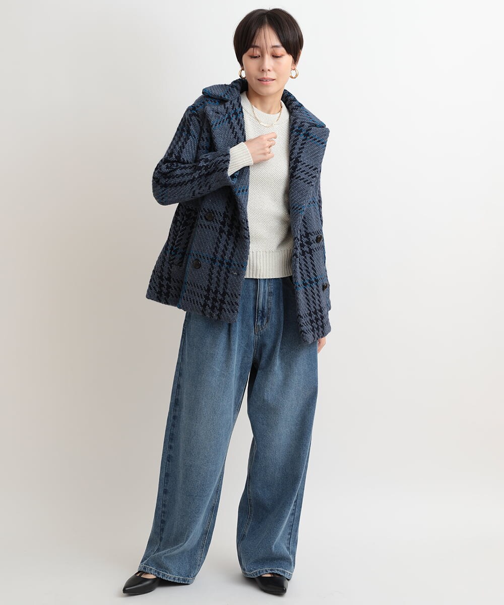 ZMLAB42145 al'aise modulation(アレーズモジュレーション)  タックワイドデニムパンツ ブルー