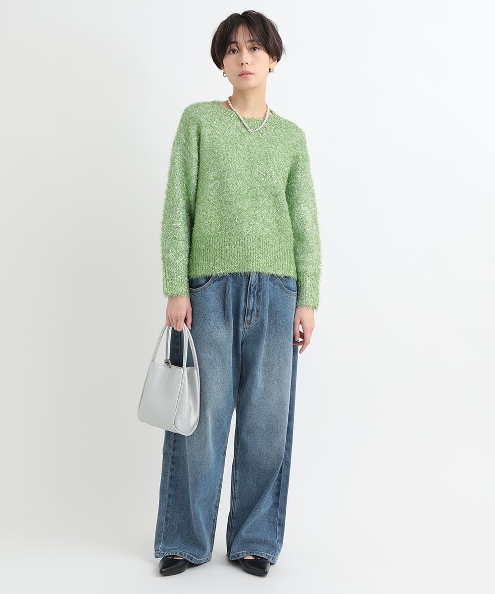 ZMLAB42145 al'aise modulation(アレーズモジュレーション)  タックワイドデニムパンツ ブルー