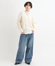 ZMLAB42145 al'aise modulation(アレーズモジュレーション)  タックワイドデニムパンツ ブルー