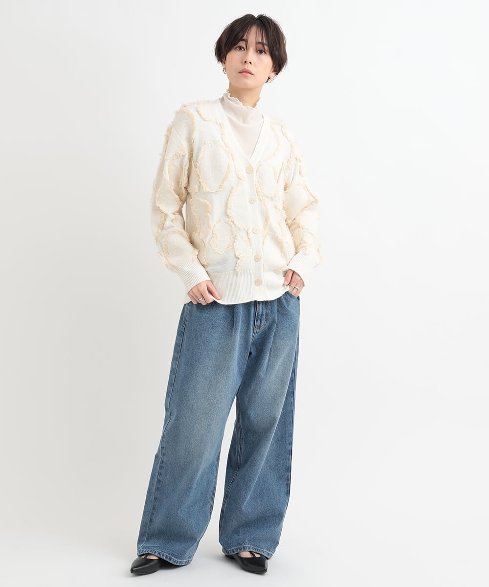 ZMLAB42145 al'aise modulation(アレーズモジュレーション)  タックワイドデニムパンツ ブルー